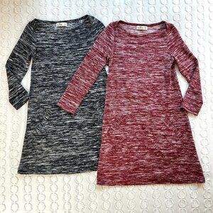 Hollister Sweater Dress Bundle Womens XS Burgundy Heather Knit 3/4 Sleeve